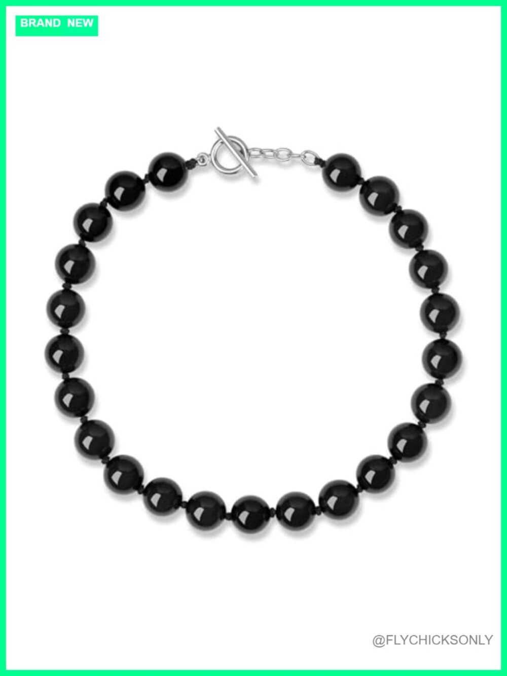 14mm Beaded Necklace for Women Statement Toggle Clasp